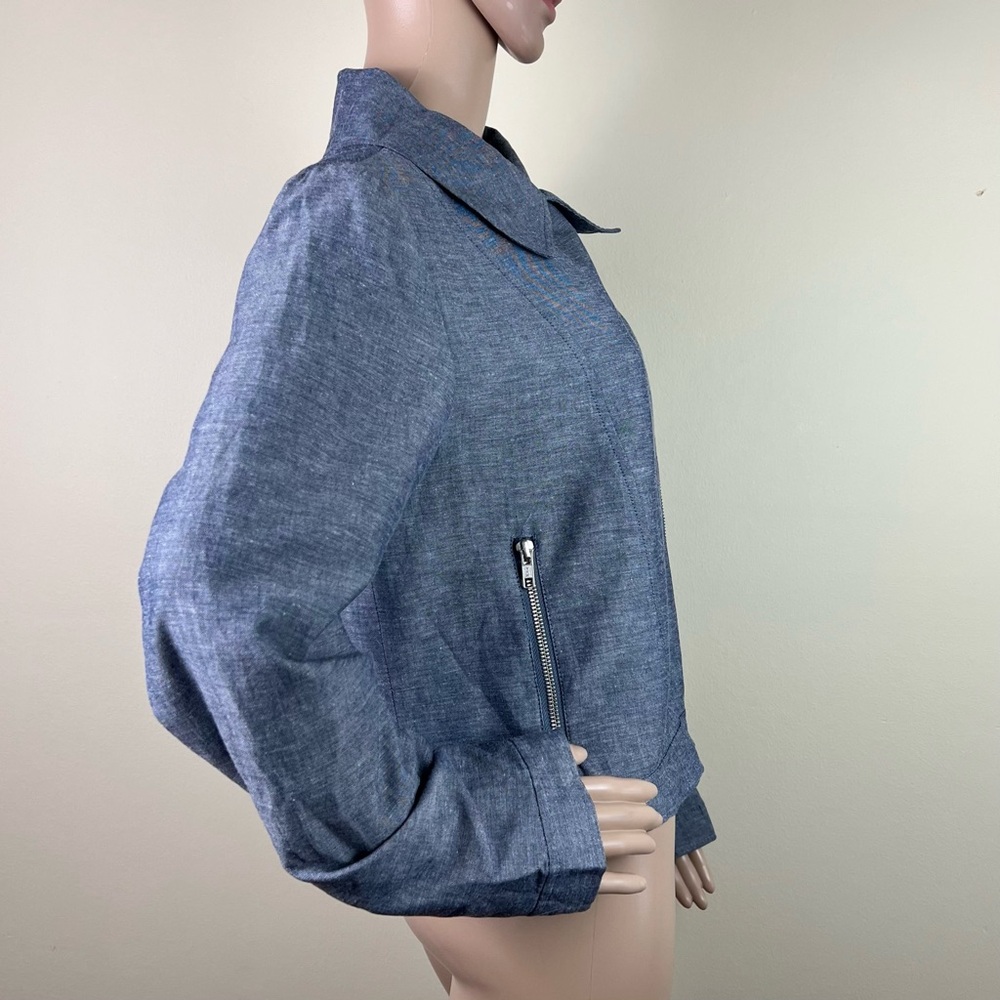 JILL JILL STUART BLUE BIKER JACKET - Picture 5 of 6